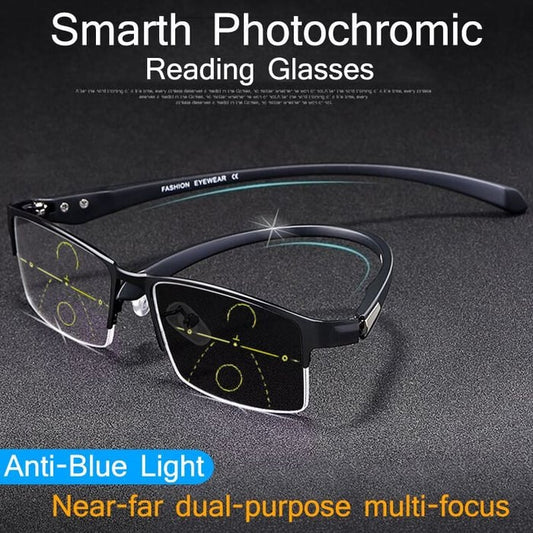 Titanium progressive far and near dual-use reading glasses-CZ